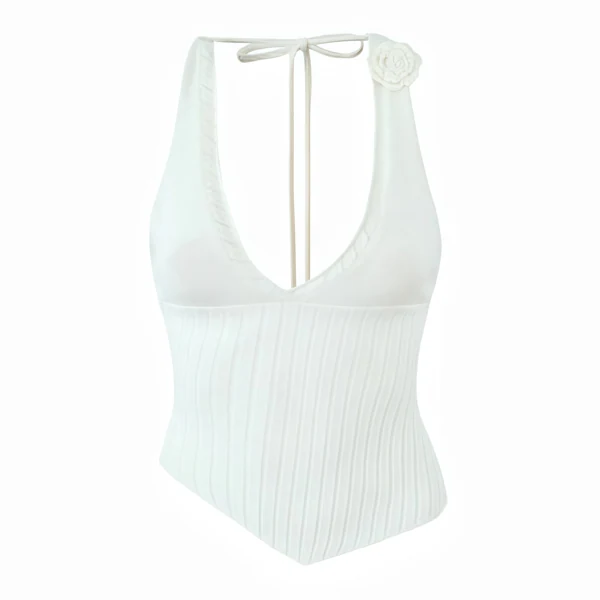 Hollowed-out backless halter top
